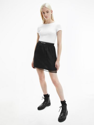 Calvin Klein Ruhák HU319001 | Calvin Klein Milano Jersey Skater Női Ruha Világos Fehér